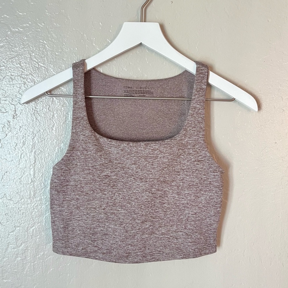 Yogalicious Lux Heather Brown longline Crop Bra Top